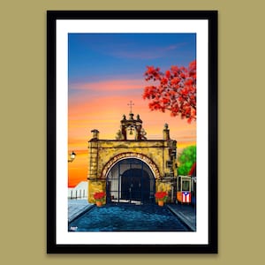 Calle del Cristo Old San Juan Giclee, Puerto Rico at Sunset Scene Print: Capilla del Cristo, San Juan, Vertical, Original Art (Not Framed)