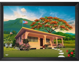 Bad Bunny Pink House Giclée Print: Puerto Rico Wall Art