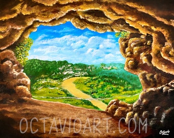 Cueva Ventana Painting: Puerto Rico Wall Art Print (8x10, Not Framed)