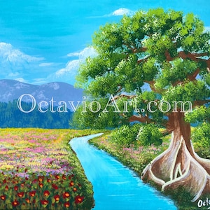 La Ceiba de Puerto Rico Giclee Print from my Original Painting Wall Art Landscape Puerto Rico (Not Framed)