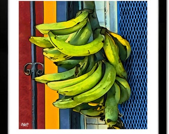 Urban Plantains PAINTING (Plátanos Urbanos) Puerto Rico Caribbean Kitchen Dining Giclee Puerto Rico Wall Art Design Print (Not a plant!)