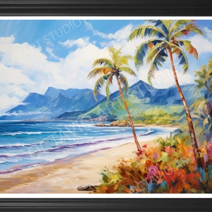 Caribbean Beach Scene 2 Giclee Print Playa del Caribe Wall Art Painting Landscape Puerto Rico Island (Not Framed)