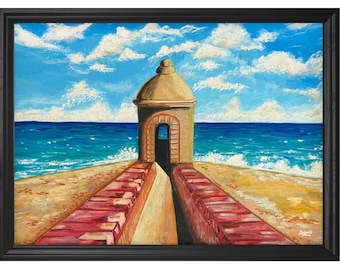 EL Morro Spanish Fort of Old San Juan Puerto Rico art giclee print Sentry box wall decor Viejo San Juan Fuerte (NOT FRAMED)
