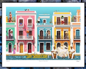 Bomba en la Sanse 2026 Giclée Print: Fiestas de la Calle San Sebastián, Puerto Rico, San Juan