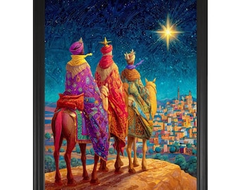 Three Kings Day Giclée Print: Epiphany Art, Puerto Rico Christmas Decor (NOT FRAMED)