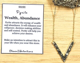 Pyrite V Gold Plated Necklace. Wealth & Abundance.