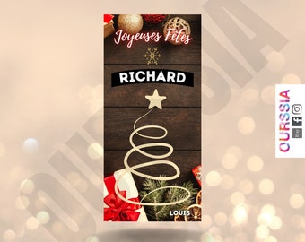Chocolat personnalisée Joyeuses fêtes, noël , annonce fêtes emballage personnalisée nouvel an