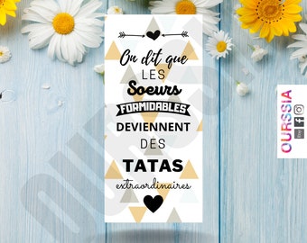 Chocolat personnalisée futur tata, annonce naissance emballage personnalisée sœur tata, tatie