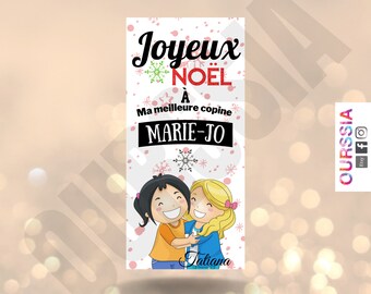 Chocolat personnalisée Joyeuses fêtes, noël , annonce fêtes emballage personnalisée nouvel an