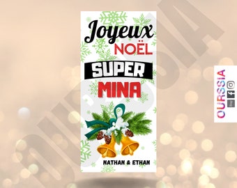 Chocolat personnalisée Joyeuses fêtes, noël , annonce fêtes emballage personnalisée nouvel an