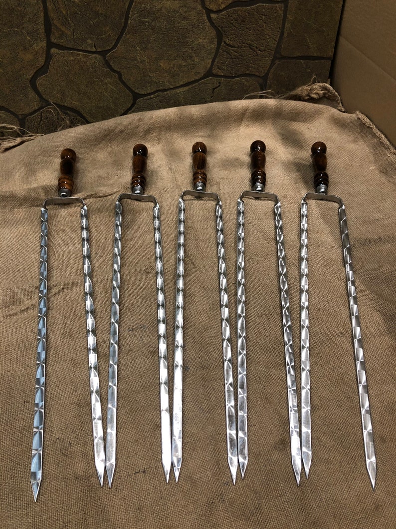 Double Skewers 5 Barbecue Skewers BBQ Skewers Kebab Etsy