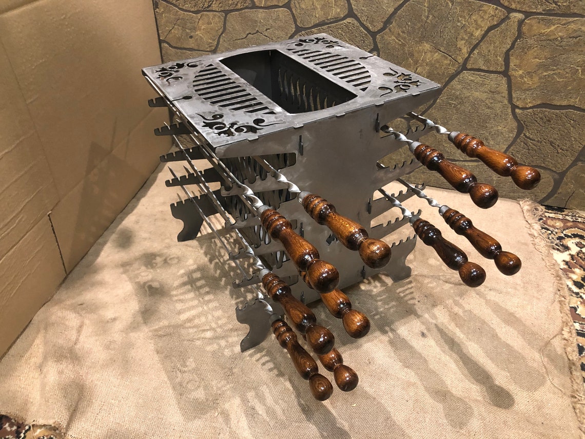Vertical fire pit charcoal grill BBQ Mangal shish Etsy