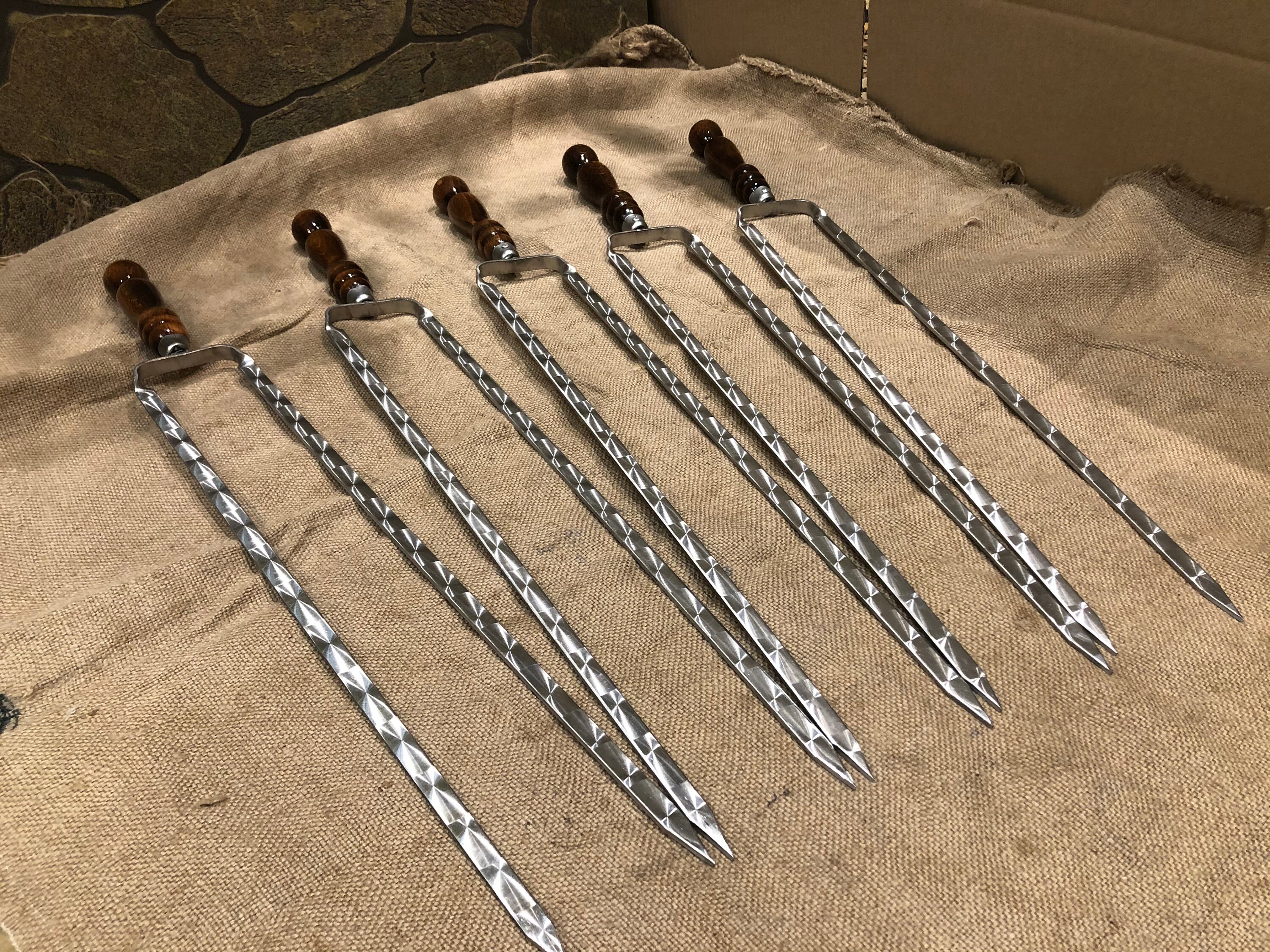 Double Skewers 5 Barbecue Skewers BBQ Skewers Kebab Etsy