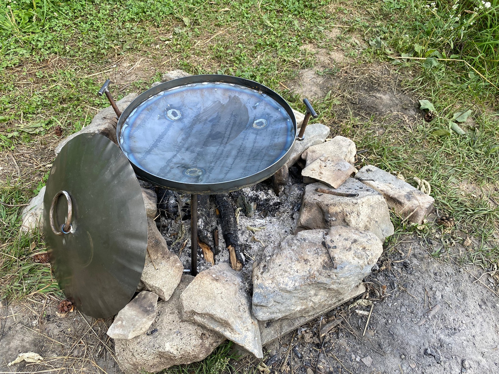 Camping cooking pan collapsible campfire skillet Blacksmith Etsy