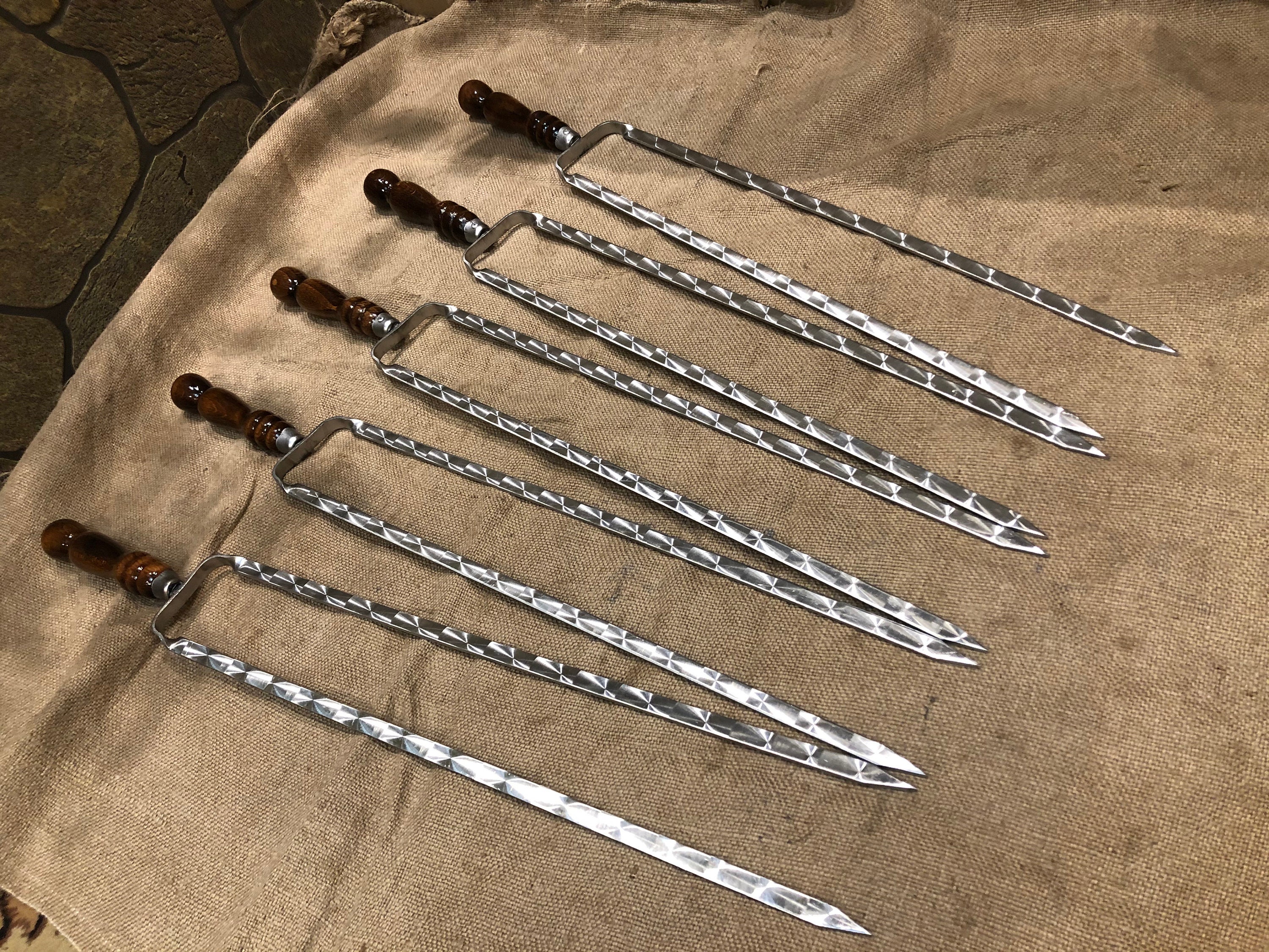 Double Skewers 5 Barbecue Skewers BBQ Skewers Kebab Etsy