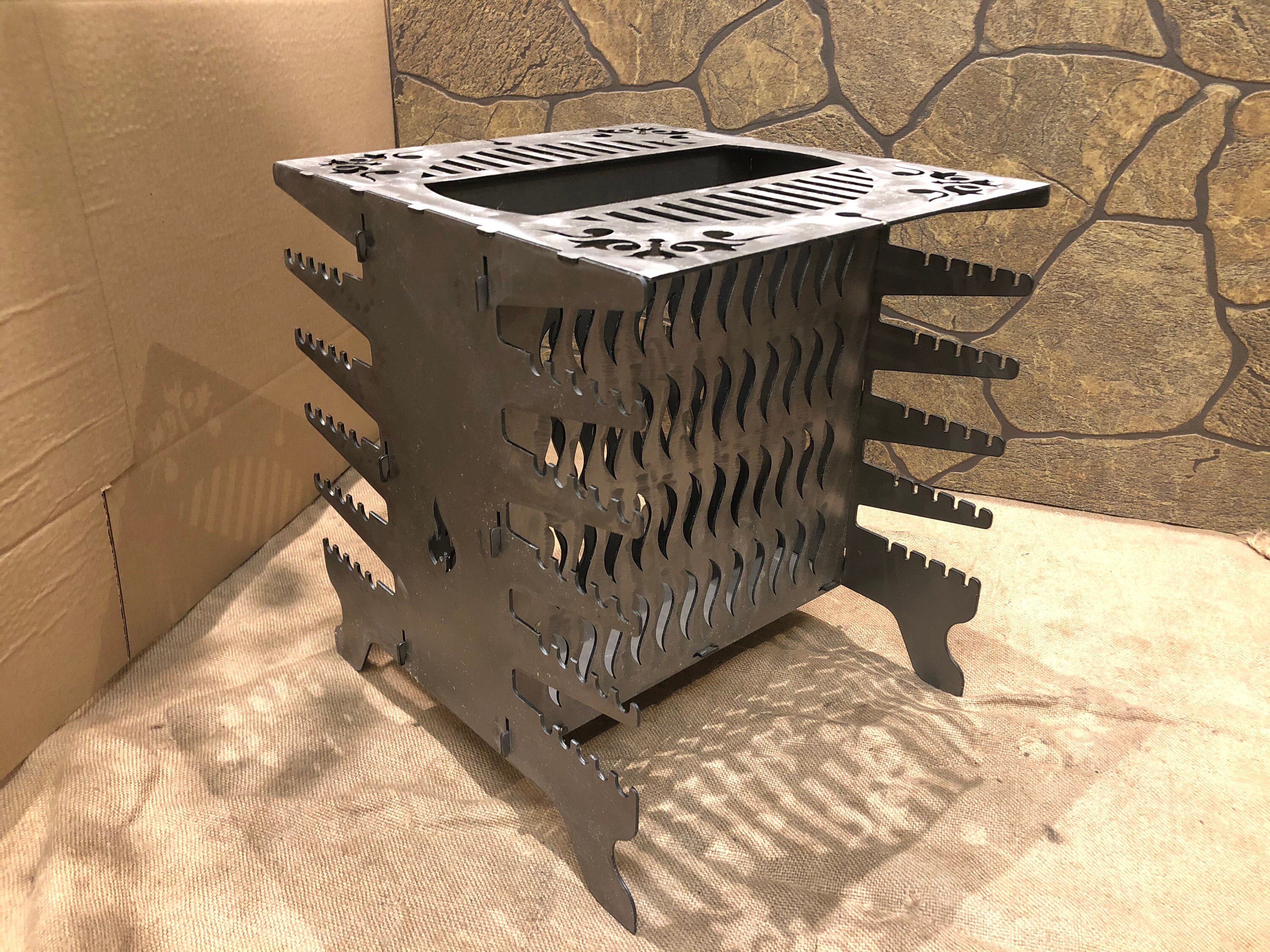 Vertical fire pit charcoal grill BBQ Mangal shish Etsy