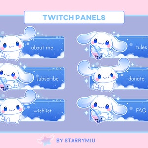 Kawaii Blue Cinnamon Bunny Twitch Panels