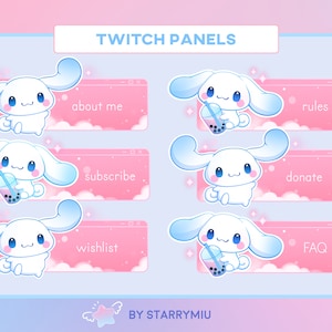 Kawaii Pink Cinnamon Bunny Twitch Panels
