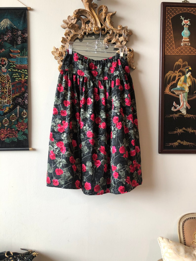 Vintage 90s Y2k Rose Print Skirt