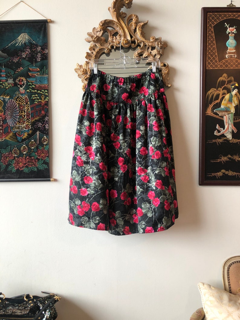Vintage 90s Y2k Rose Print Skirt