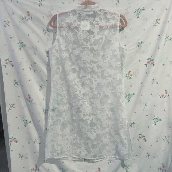 y2k 2000s Floral Whimsical Print Sheer Tunic Tank… - image 3