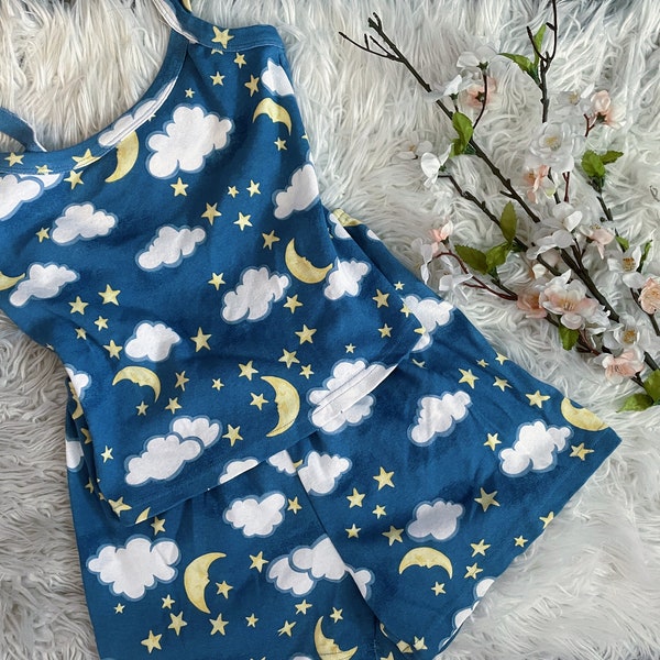 y2k 2000s Moon and Clouds Pajama Set