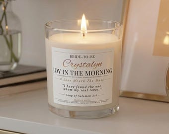 Personalized Bridal Candle Gift, Joy in the Morning, Song of Solomon 3:4, Christian Wedding Gift for Bride, Beach Rose Candle