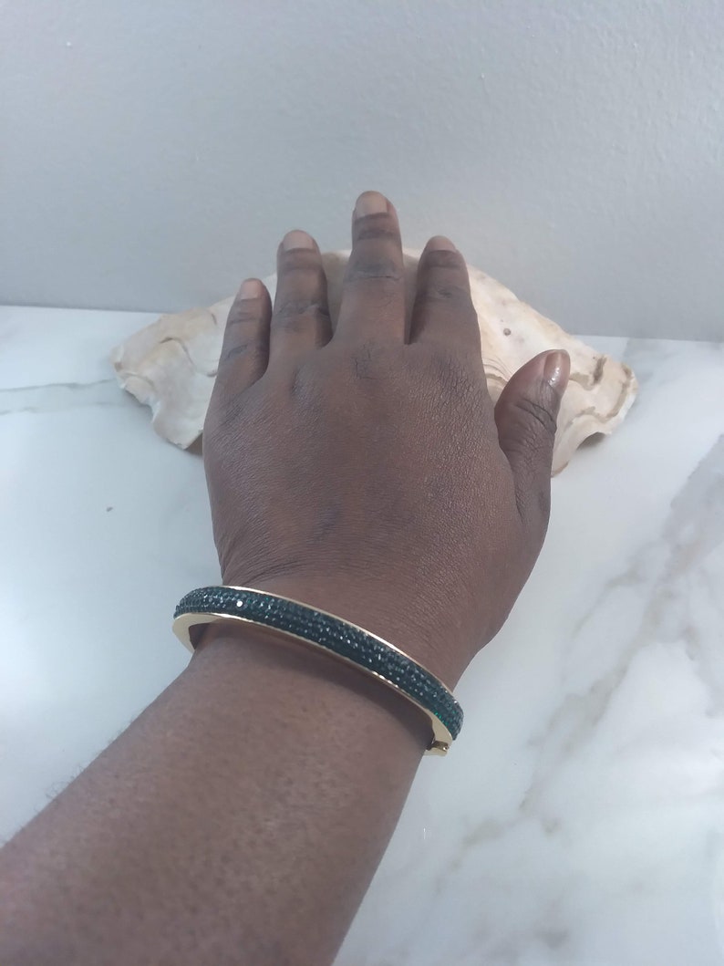 Emerald Green Crystal Bangle Bracelet