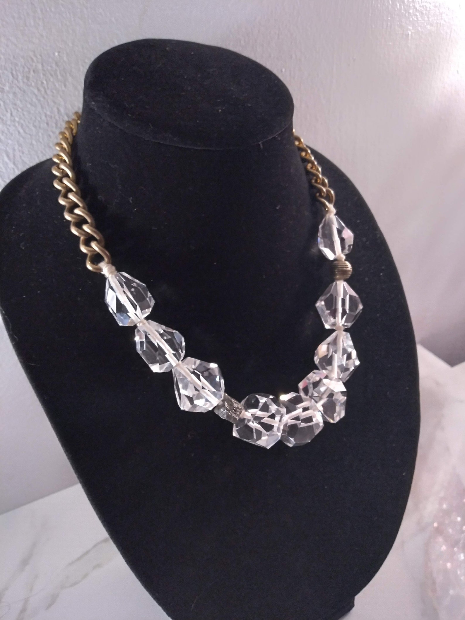 Vintage Statement Crystal Necklace Etsy