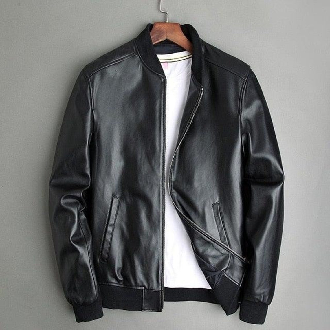 Jorah Men's Classic Bomber Leather Jacket - Etsy
