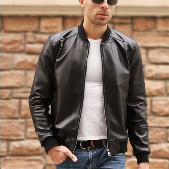 Jorah Men's Classic Bomber Leather Jacket - Etsy