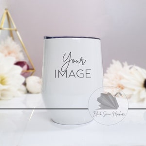 12oz Blank Sublimation Tumbler Mockup, Floral Spring Background Mockup, Blank Wine Tumbler Mockup, JPG Digital Download, Boho Mockup