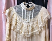 Vintage Gunne Sax Yellow Ruffle Dress Size 13