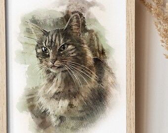 Personalised Pet Portrait, Custom Cat Portrait, Custom Pet Portrait, Pet Painting from Photo, Watercolor Effect Pet Portrait, Dog Lover