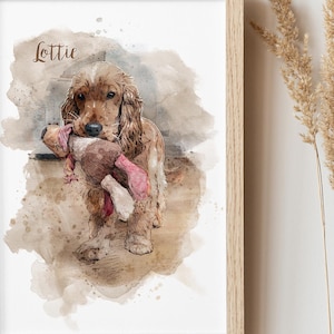 Personalised Pet Portrait, Custom Dog Portrait, Custom Pet Portrait, Pet Painting from Photo, Watercolor Effect Pet Portrait, Dog Lover