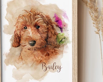 Personalised Pet Portrait, Custom Dog Portrait, Custom Pet Portrait, Pet Painting from Photo, Watercolor Effect Pet Portrait, Dog Lover