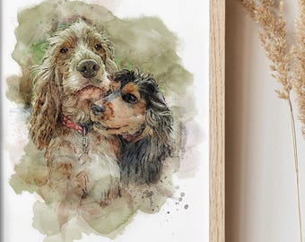 Personalised Pet Portrait, Custom Dog Portrait, Custom Pet Portrait, Pet Painting from Photo, Watercolor Effect Pet Portrait, Dog Lover