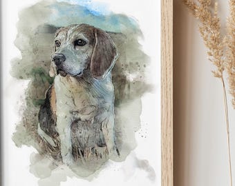 Personalised Pet Portrait, Custom Dog Portrait, Custom Pet Portrait, Pet Painting from Photo, Watercolor Effect Pet Portrait, Dog Lover