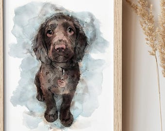 Personalised Pet Portrait, Custom Dog Portrait, Custom Pet Portrait, Pet Painting from Photo, Watercolor Effect Pet Portrait, Dog Lover