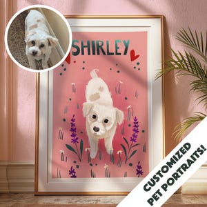 Personalised Pet Portrait, Custom Gouache Pet Portrait, Cartoon Dog Portrait, Cat Illustration, Pet Painting From Photo, Pet Gift.