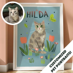 Personalised Pet Portrait, Custom Gouache Pet Portrait, Cartoon Dog Portrait, Cat Illustration, Pet Painting From Photo, Pet Gift.