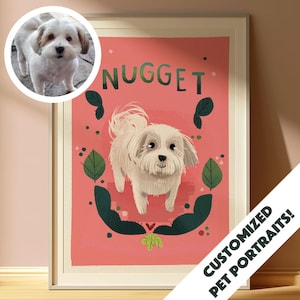 Personalised Pet Portrait, Custom Gouache Pet Portrait, Cartoon Dog Portrait, Cat Illustration, Pet Painting From Photo, Pet Gift.