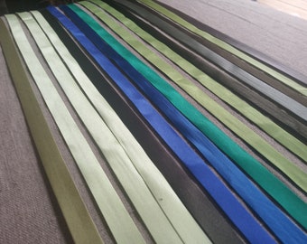 Satijn bias, tape lip stof, rand lint,; Speciale set van bias, schroot, monsters, destash kant, partij van 15 bias, clearance trim, piping trims, te koop,
