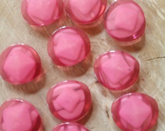 Bouton brillant design mélangé rose, boutons magenta, boutons rose moyen, lot de 10.