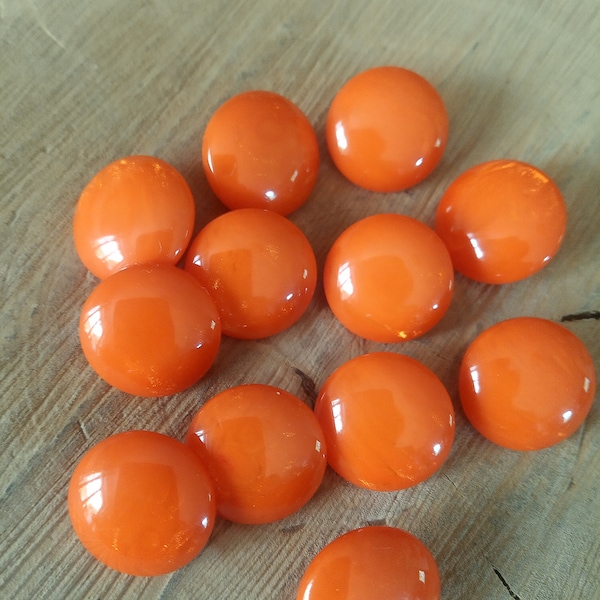 Glossy buttons orange domed design 12mm a set of 12.