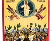 Orthodox Icon of the Ascension of Jesus Christ into the Heavens on Poplar Wood