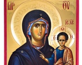 Orthodox Icon of the Mother of God Holy Virgin Theotokos St Mary Hodegetria on Poplar Wood