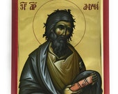 Orthodox Icon of St Andrew on Poplar Wood