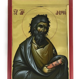 Orthodox Icon of St Andrew on Poplar Wood