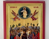 Orthodox Icon of the Ascension of our Lord on Poplar Wood
